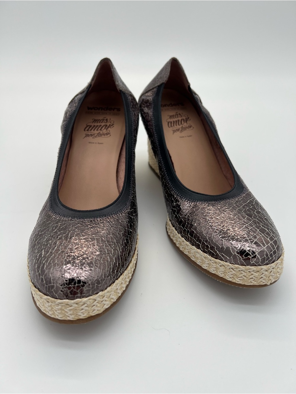 Wonder’s Metallic Bronze Espadrille Wedge Flats size 41
